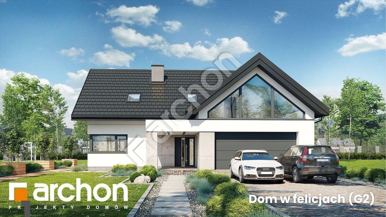 Dom w felicjach (G2) – nowoczesny dom z poddaszem użytkowym i efektowną strefą dzienną